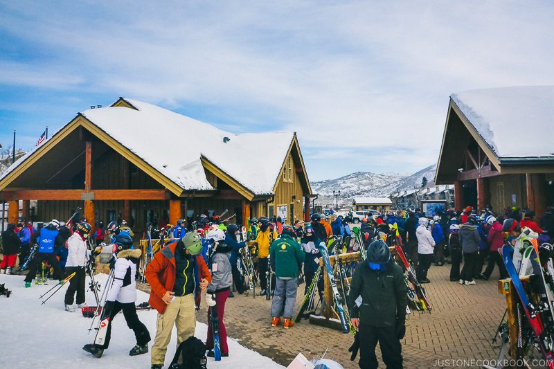 Snow Park Lodge and ticket booth at Deer Valley - Ski Vacation Planning in Utah | www.justonecookbook.com