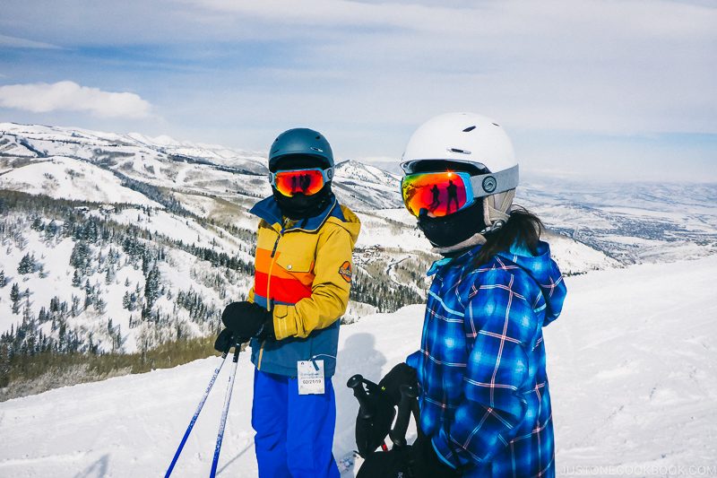 children getting ready to ski at Deer Valley - Ski Vacation Planning in Utah | www.justonecookbook.com