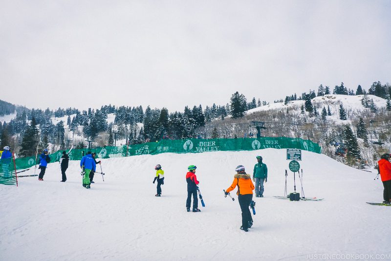 skiers at Deer Valley - Ski Vacation Planning in Utah | www.justonecookbook.com