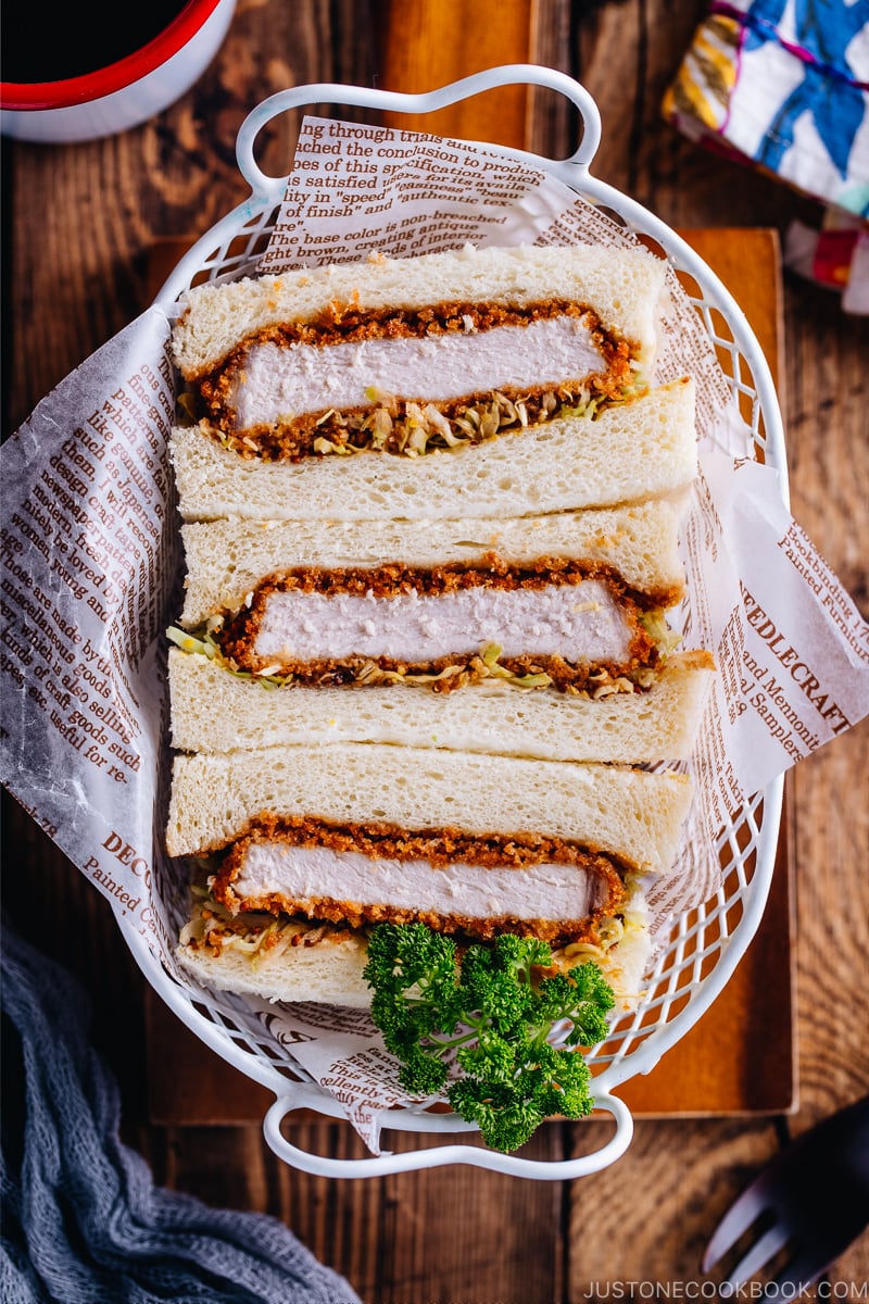 Katsu Sando served in the white basket.