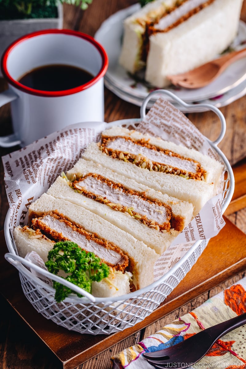 Katsu Sando served in the white basket.