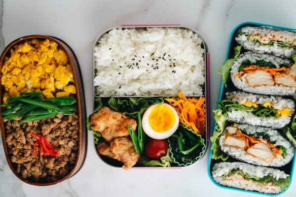 3 easy bento boxes filled with delicious meals.