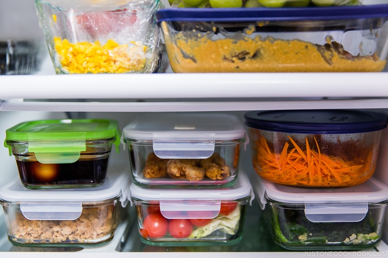 Japanese meal prep in the fridge.