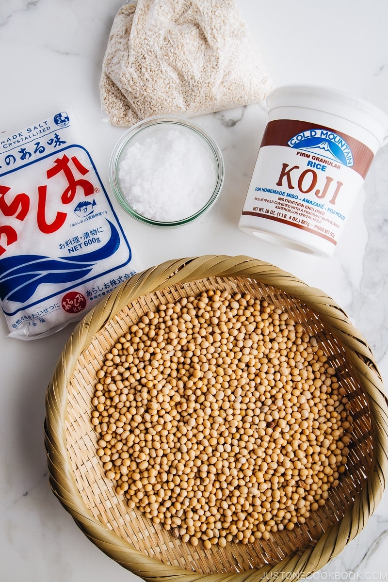 Ingredients for making miso paste