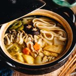 Hoto noodle soup in the Japanese donabe pot.