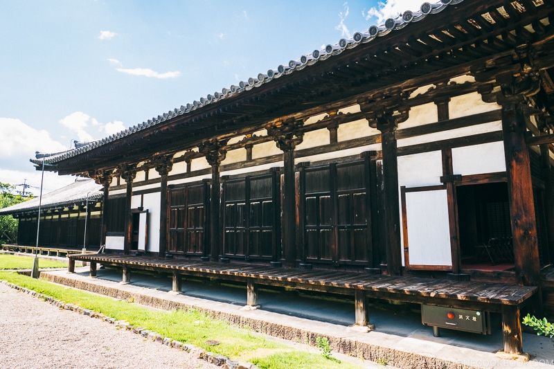 side of the main building at Gangoji - Nara Guide: Historical Nara Temples and Shrine | www.justonecookbook.com