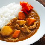 Japanese curry served with rice.