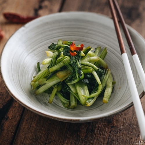 Tsukemono - Shoyuzuke (Japanese Soy Sauce Pickling) in a white bowl.