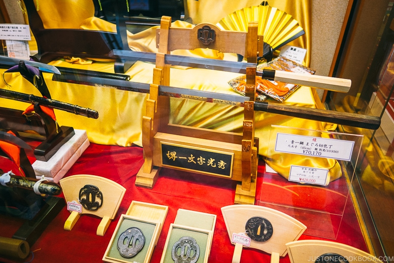 Sword for cutting tuna in knife shop - Osaka Guide: Kuromon Ichiba Market and Kitchenware Street | www.justonecookbook.com