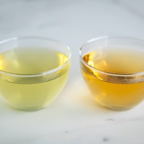 Buckwheat tea (sobacha) in glass cups.