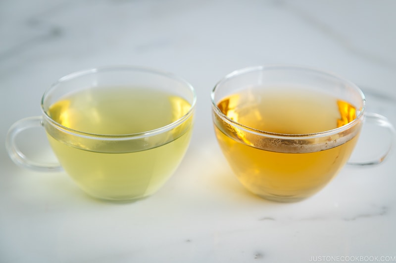 Buckwheat tea (sobacha) in glass cups.