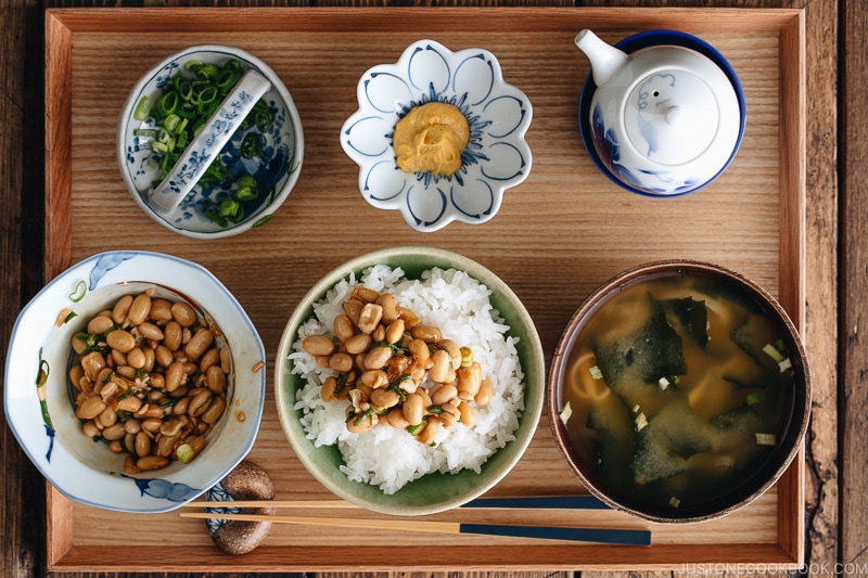 Natto served for Japanese styled breakfast.