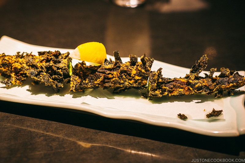 Deep fried asparagus with nori - Osaka Guide: Umeda | www.justonecookbook.com