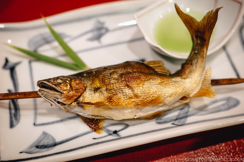 grilled ayu yakimono - Kaiseki Ryori: The Art of the Japanese Refined Multi-course Meal | www.justonecookbook.com