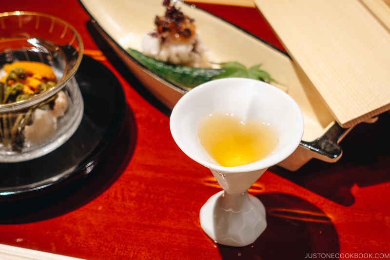 Shokuzen-shu 食前酒 plum wine - Kaiseki Ryori: The Art of the Japanese Refined Multi-course Meal | www.justonecookbook.com