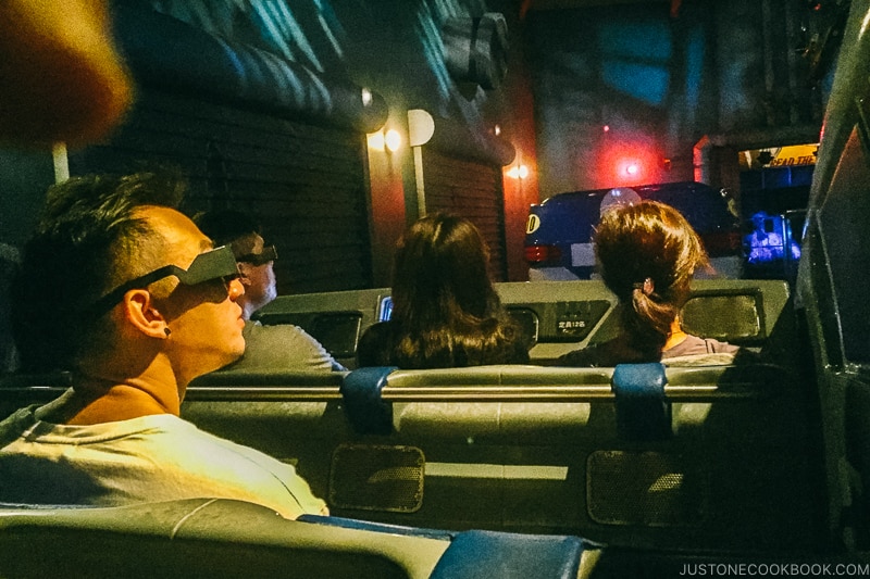 sitting in the car for Spider-man the ride - Osaka Guide: Universal Studios Japan | www.justonecookbook.com