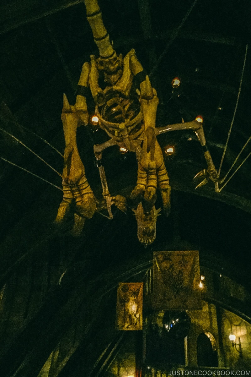 skeleton of dragon at Harry Potter and the Forbidden Journey ride - Osaka Guide: Universal Studios Japan | www.justonecookbook.com