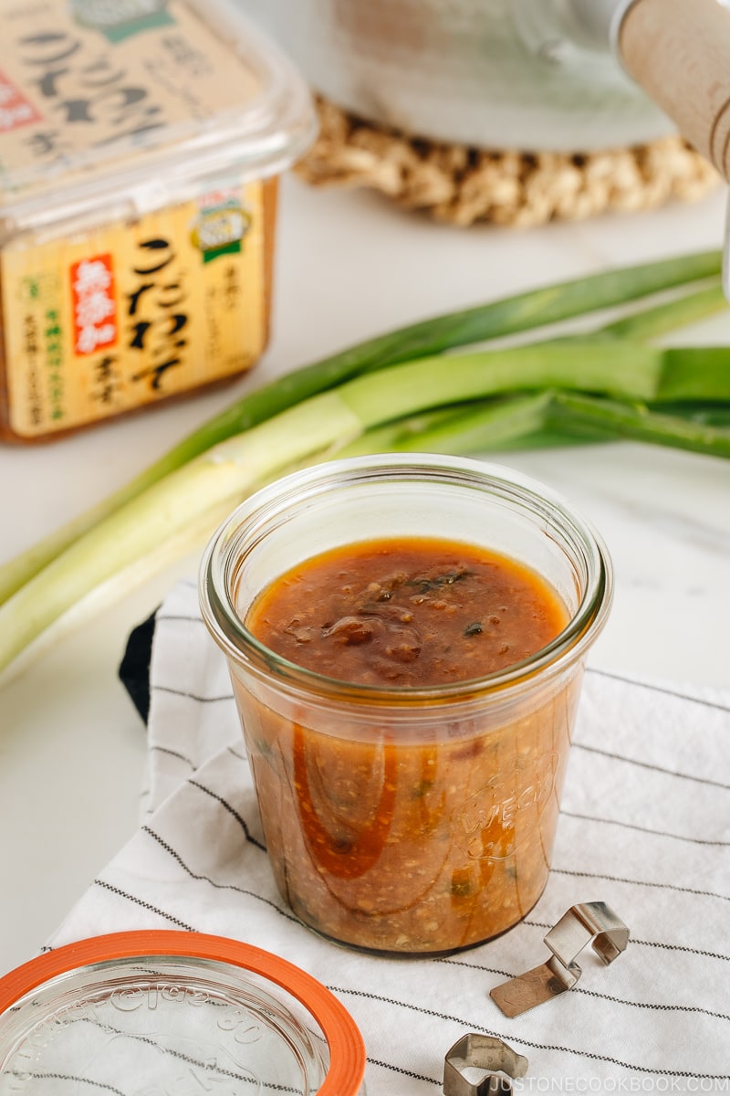 Negi Miso (Leek & Miso Sauce) in a weck jar.