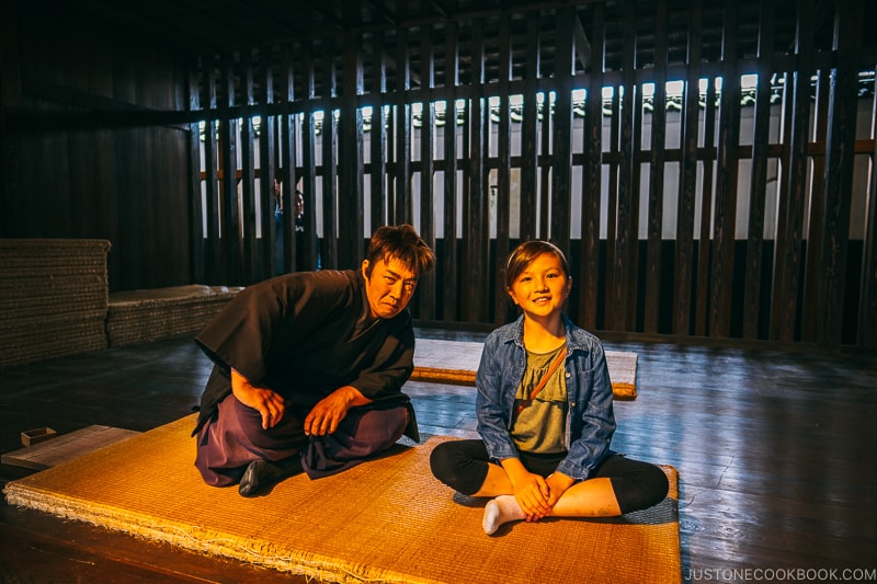 a child with an actor inside the prison - Nikko Travel Guide : Edo Wonderland Nikko Edomura | www.justonecookbook.com