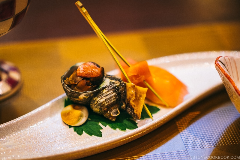 sea snail (part of meal) - Nikko Travel Guide : Kinugawa Onsen | www.justonecookbook.com