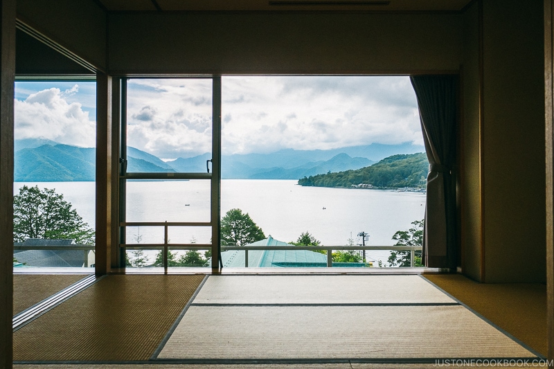 view of Lake Chuzenji from the hotel room at Hoshino Resorts KAI Nikko - Things to do around Lake Chuzenji | www.justonecookbook.com