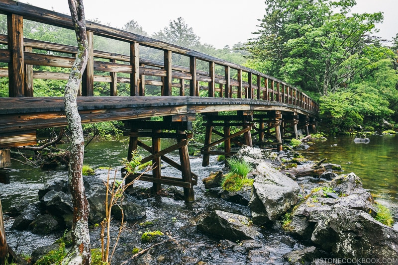 wooden bridge at Lake Yuno - Things to do around Lake Chuzenji | www.justonecookbook.com