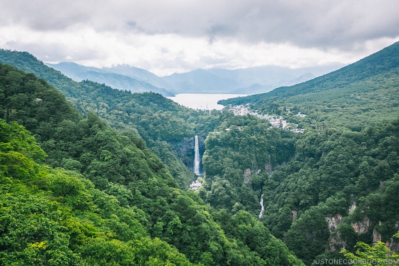 View of Lake Chuzenji and Kegon Falls from Akechidaira Plateau - Kegon Falls and Akechidaira Plateau | www.justonecookbook.com