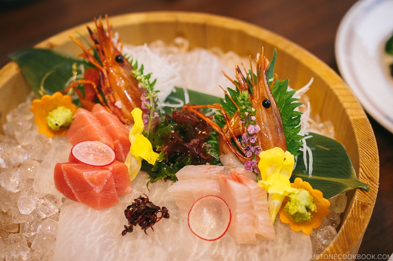 Sashimi dish at Okunoin Hotel Tokugawa - Places to Visit and Things to do in Nikko | www.justonecookbook.com