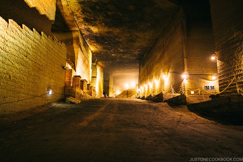 long hallway inside underground quarry - Oya History Museum | www.justonecookbook.com