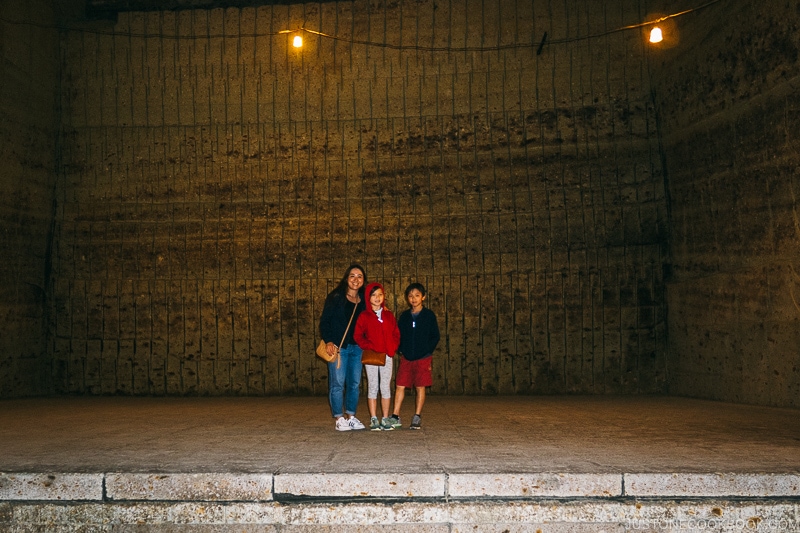 family standing inside underground quarry - Oya History Museum | www.justonecookbook.com