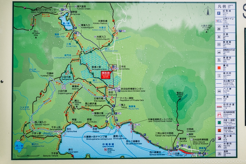 hiking trail map for Senjogahara Marsh area - Things to do around Lake Chuzenji | www.justonecookbook.com