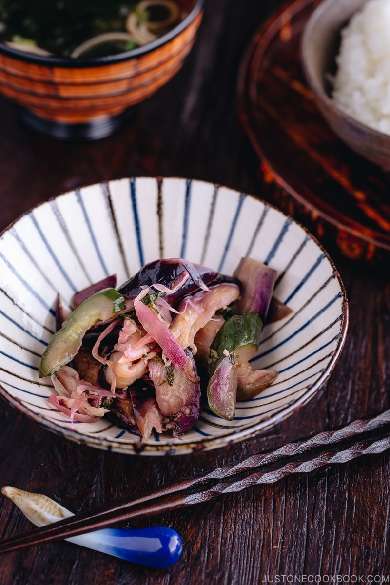 Shibazuke Pickles in a Japanese ceramic.