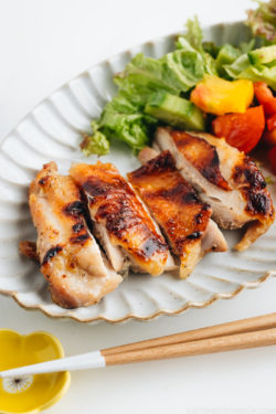 Shio Koji Chicken on a oval plate.