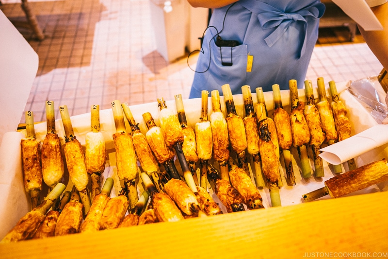 grilled chikuwa - Make Fish Cakes at Suzuhiro Kamaboko Museum | www.justonecookbook.com 