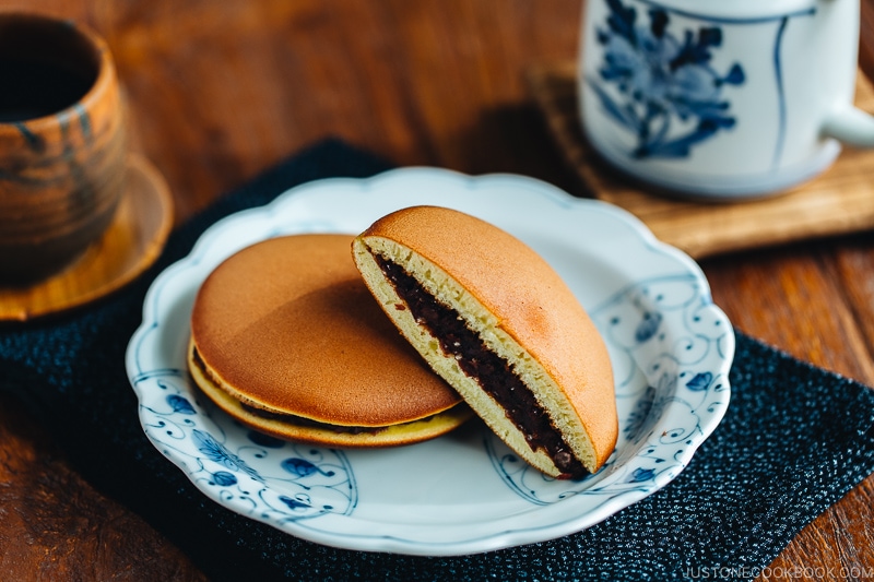 Dorayaki served on a plate.