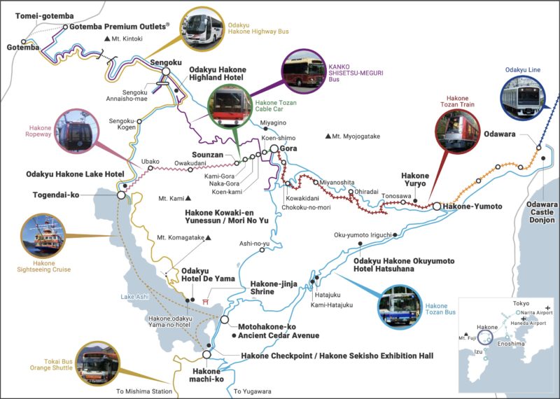 Map of Hakone and Hakone Freepass network - Hakone-Yumoto and Hakone Freepass Guide | www.justonecookbook.com