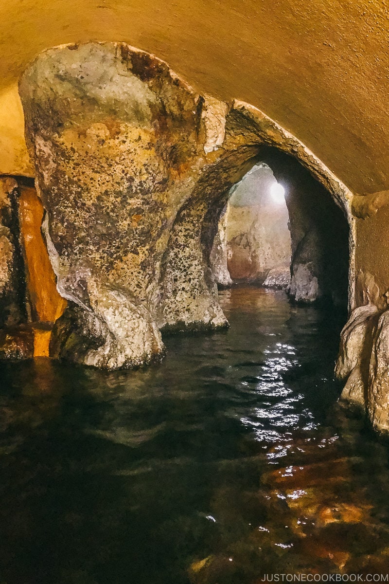 mixed bath cave onsen at Kurokawa Onsen - Onsen Etiquette: Your Guide to Japanese Hot Springs | www.justonecookbook.com