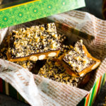 A holiday box containing Chocolate Almond Toffee.