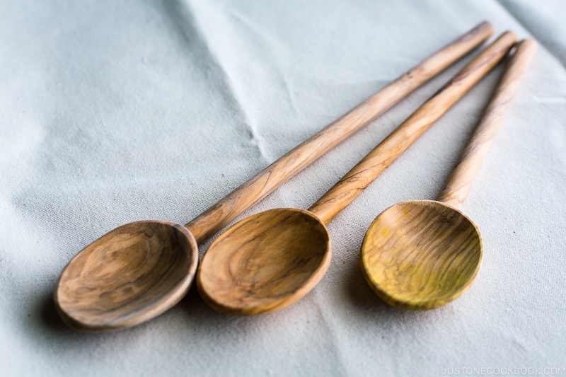 Spoons to make chocolate almond toffee.