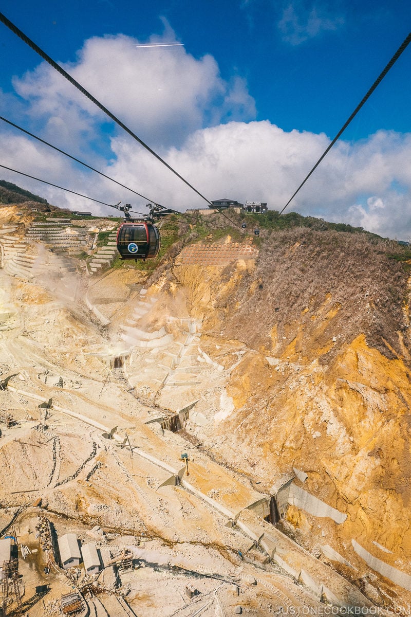 Gondola above Owakudani Hell Valley - Hakone Ropeway and Owakudani Hell Valley | www.justonecookbook.com 