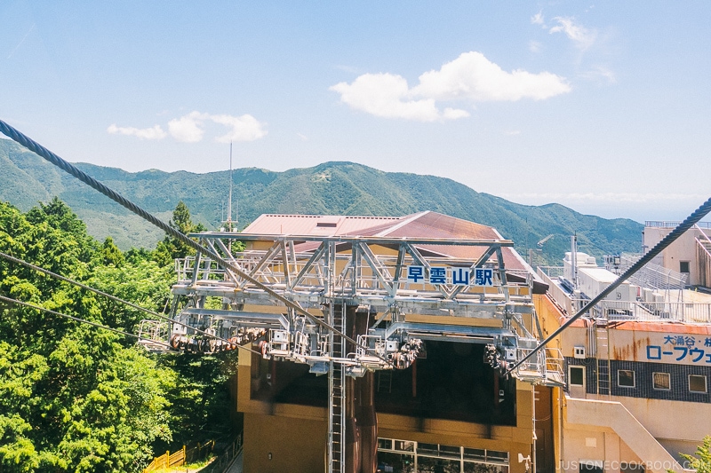 Looking at Sounzan Station from gondola - Hakone Ropeway and Owakudani Hell Valley | www.justonecookbook.com