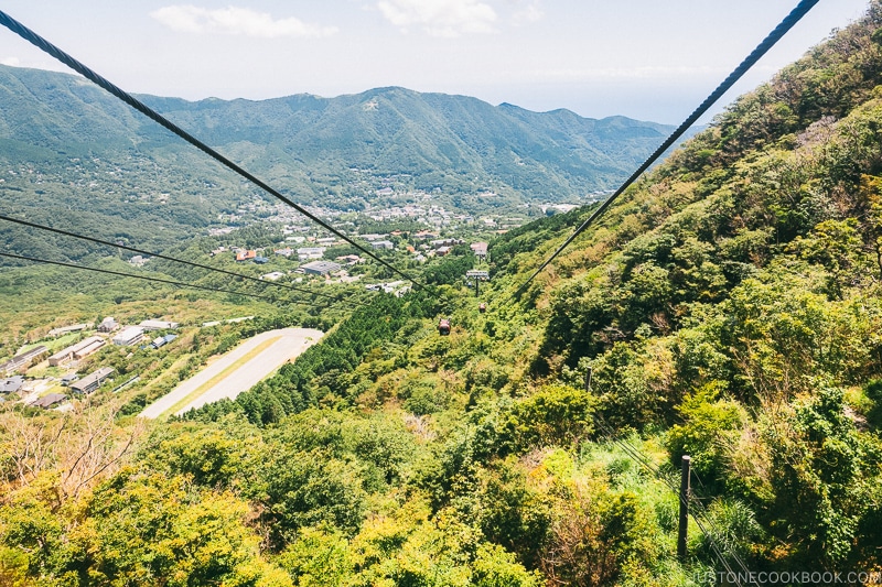 view of Gora from gondola - Hakone Ropeway and Owakudani Hell Valley | www.justonecookbook.com