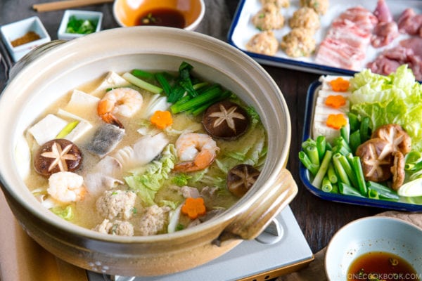 Chanko Nabe in a donabe hot pot.