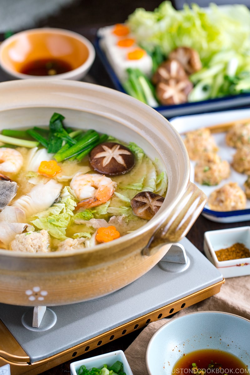 Chanko Nabe in a donabe hot pot.