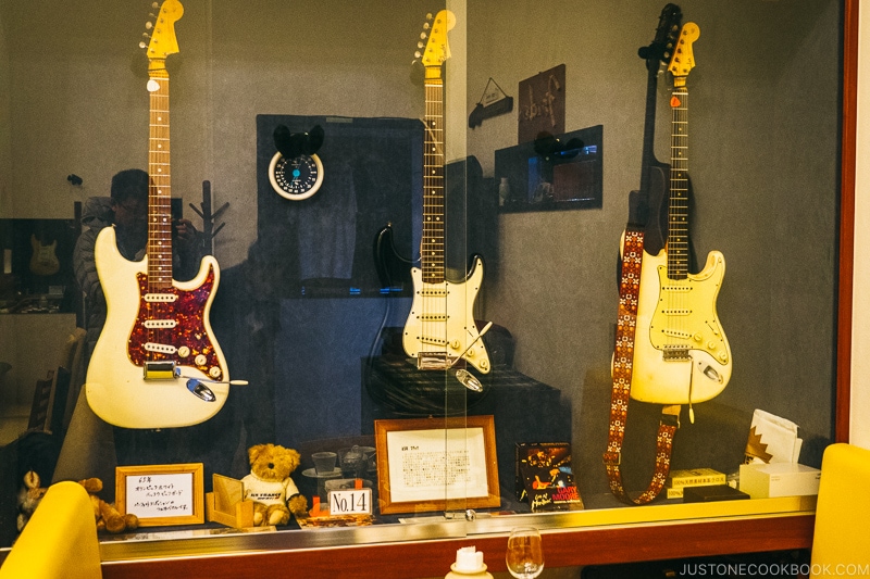 Guitars in a display case - Celebrate New Year at Isawa Onsen in Yamanishi | www.justonecookbook.com 