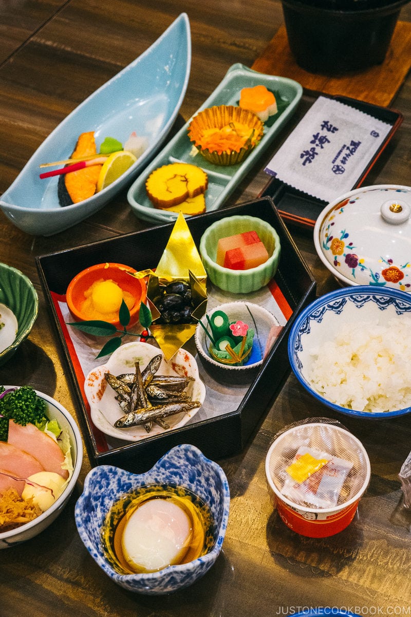 New Year's osechi ryori breakfast - Celebrate New Year at Isawa Onsen in Yamanishi | www.justonecookbook.com 