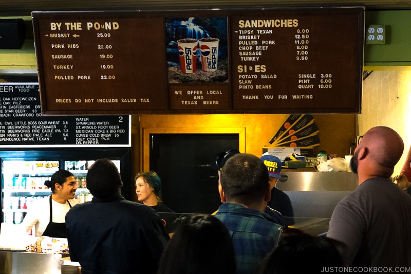 Menu at Franklin Barbecue in Austin TX