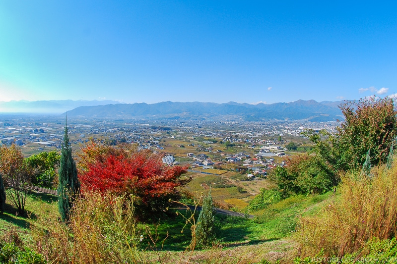 View of Koshu, Fuefuki, and Yamanashi City from Katsunuma Budou no Oka - - Yamanashi Fruit Picking and Wine Tasting | www.justonecookbook.com 