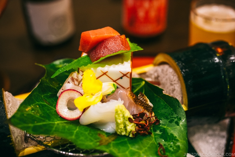 Vinegar octopus, pickles, cucumber, Tokyo turnip, mini tomatoes, zucchini at Kutsuroginotei Kunitachi - Yamanashi Fruit Picking and Wine Tasting | www.justonecookbook.com