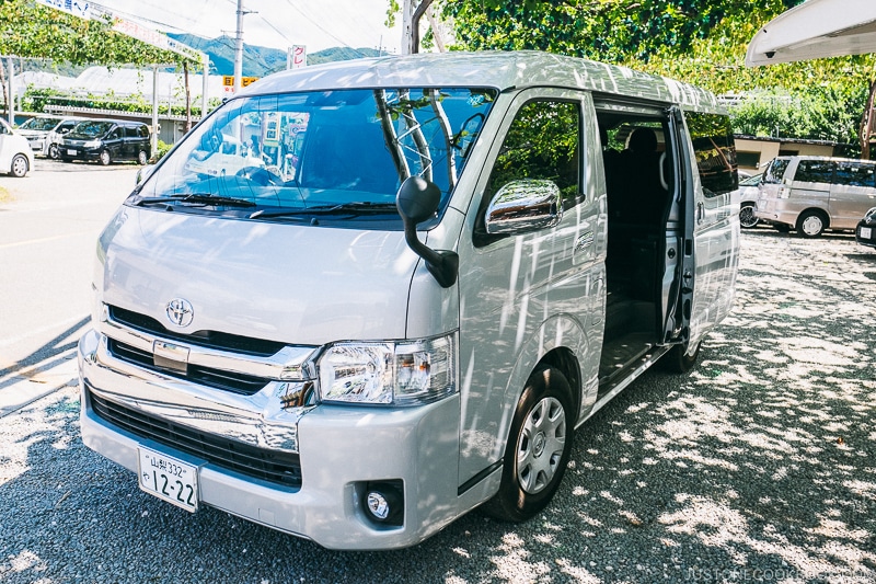 Riso Orchards van taking visitors to the orchards - - Yamanashi Fruit Picking and Wine Tasting | www.justonecookbook.com 